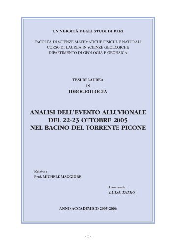 analisi dell'evento alluvionale del 22-23 ottobre ... - Geologi Puglia