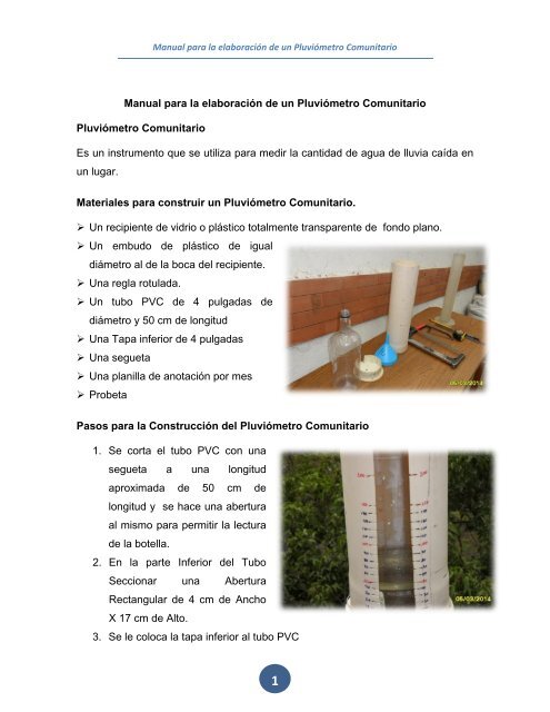 Manual para la elaboración de un Pluviómetro Comunitario