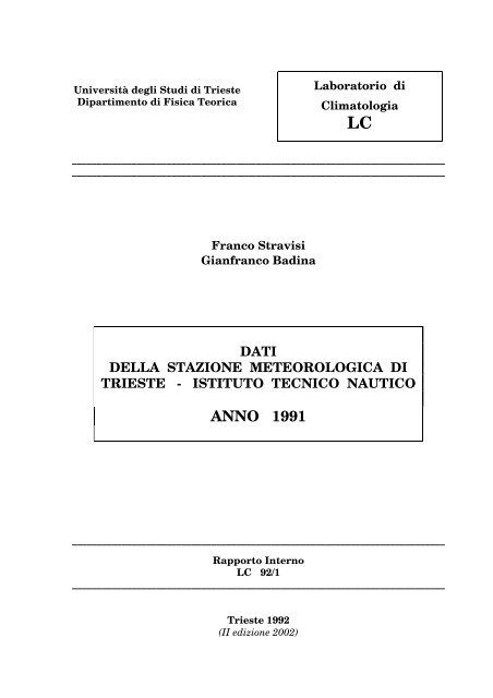 Annuario ITN 1991 - Dip. Scienze della Terra - Università degli Studi ...