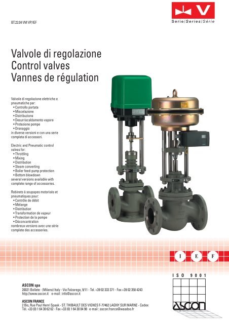 Valvole di regolazione Control valves Vannes de ... - acsinstal.com