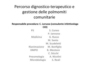 Percorso diagnostico terapeutico gestioni delle polmoniti