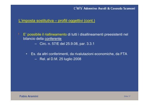 Il conferimento, la cessione d'azienda, il conferimento e lo scambio ...