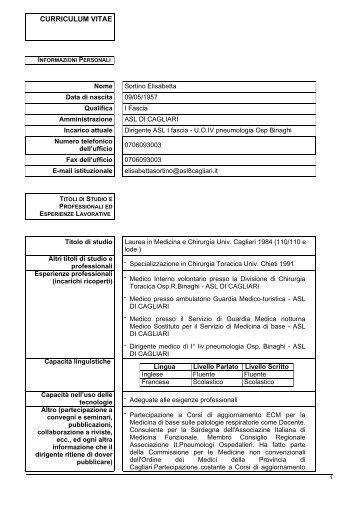 Sortino Elisabetta - IV Pneumologia P.O. Binaghi - ASL 8 Cagliari