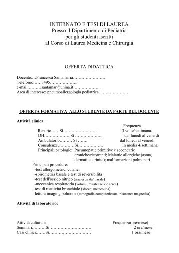 Pneumoallergologia pediatrica Responsabile Francesca Santamaria