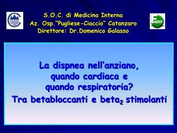 La dispnea nell'anziano - Associazione Geriatri Extraospedalieri