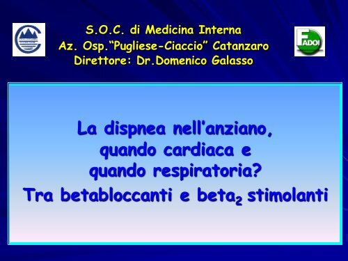 La dispnea nell'anziano - Associazione Geriatri Extraospedalieri