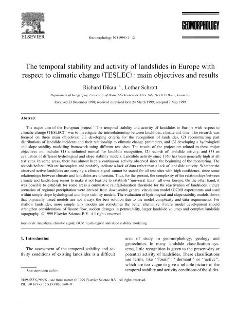 The temporal stability and activity of landslides in Europe with ž ...