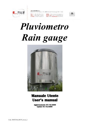 Pluviometro Rain gauge Manuale Utente User's manual - LSI - Lastem