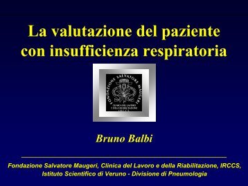 La valutazione del paziente con insufficienza respiratoria