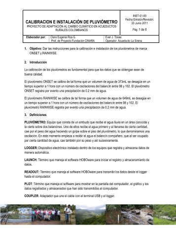 CALIBRACION E INSTALACIÓN DE PLUVIÓMETRO