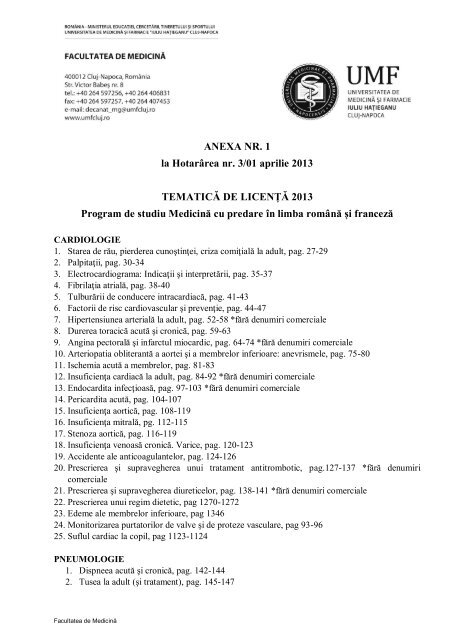 ANEXA NR. 1 la Hotarârea nr. 3/01 aprilie 2013 ... - Iuliu Haţieganu