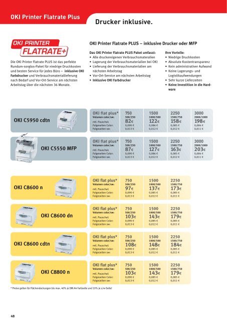 Zum Druck gibt's OKI. Preisliste 1. Januar 2009