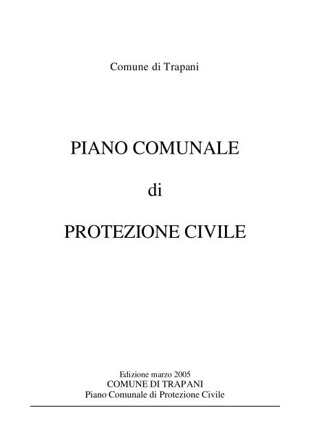 Piano Operativo di Protezione Civile - Comune di Trapani