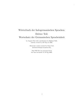 Wörterbuch der Indogermanischen Sprachen: Dritter Teil ...