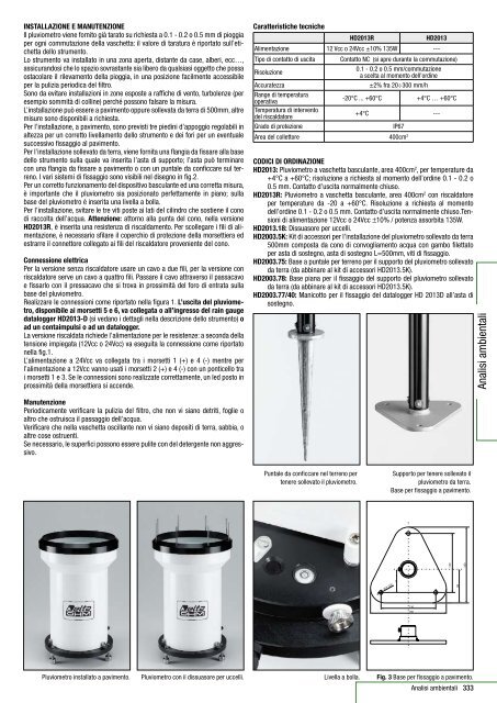 Pluviometro a vashetta basculante mod. HD2013