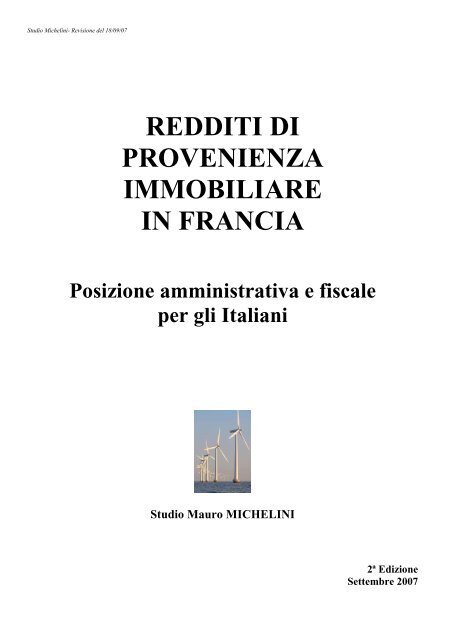 Redditi di provenienza immobiliare in Francia - Mauro MICHELINI