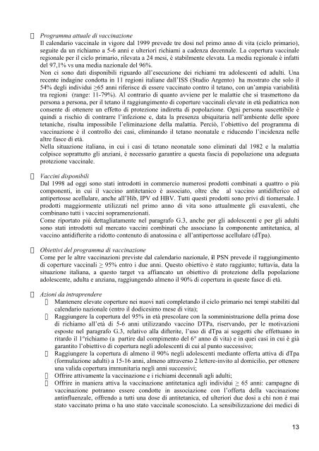 PIANO DELLE VACCINAZIONI DELLA REGIONE CAMPANIA