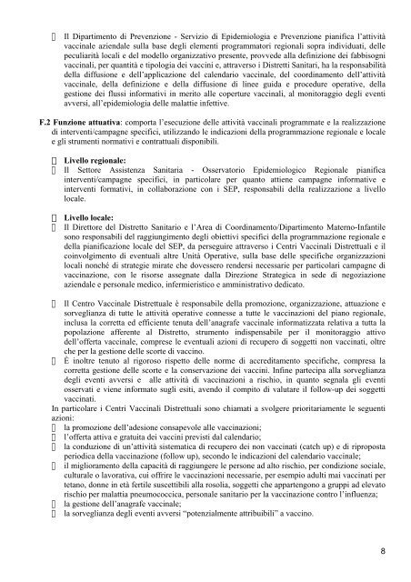 PIANO DELLE VACCINAZIONI DELLA REGIONE CAMPANIA