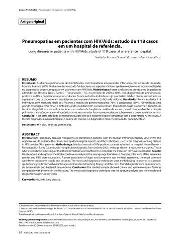 Pneumopatias em pacientes com HIV/Aids: estudo de 118 ... - Sopterj