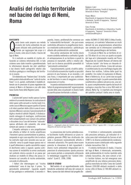 Geologia dell'Ambiente - Centro Studi prof. ing. Angelo Spizuoco