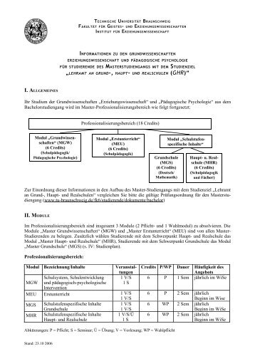 Informationen zu den Grundwissenschaften Erziehungswissenschaft ...