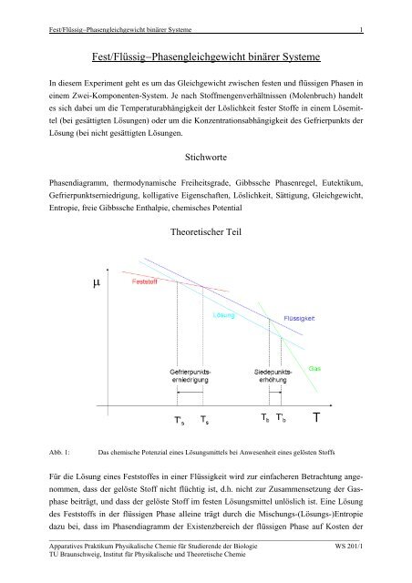 Fest/Flüssig-Phasengleichgewicht binärer Systeme