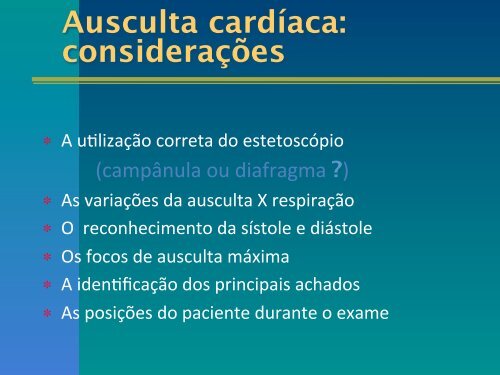 Exame clínico do aparelho cardiovascular - UFF