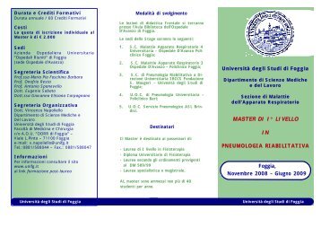 MASTER DI I° LIVELLO IN PNEUMOLOGIA RIABILITATIVA Foggia ...