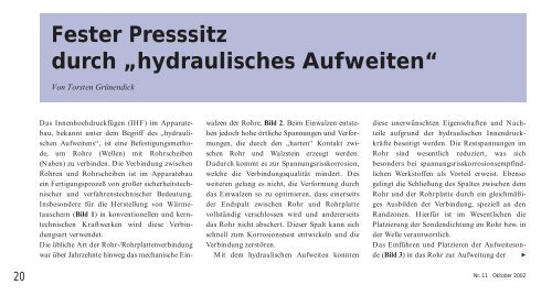 Fester Presssitz durch "hydraulisches Aufweiten" - TU Clausthal