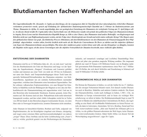 Blutdiamanten fachen Waffenhandel an - TU Clausthal