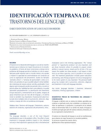 IDENTIFICACIóN TEMPRANA DE trastornos del lenguaje