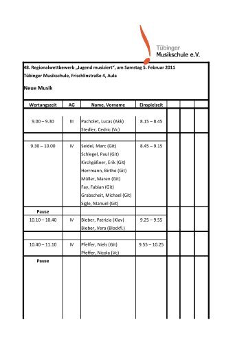 Neue Musik - Tübinger Musikschule
