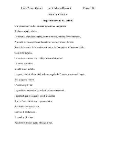File n° 39 Ramotti Chimica IA e IB prof - Istituto Agrario di Osasco