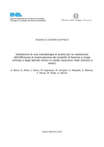 Validazione di una metodologia di analisi per la valutazione ... - Enea