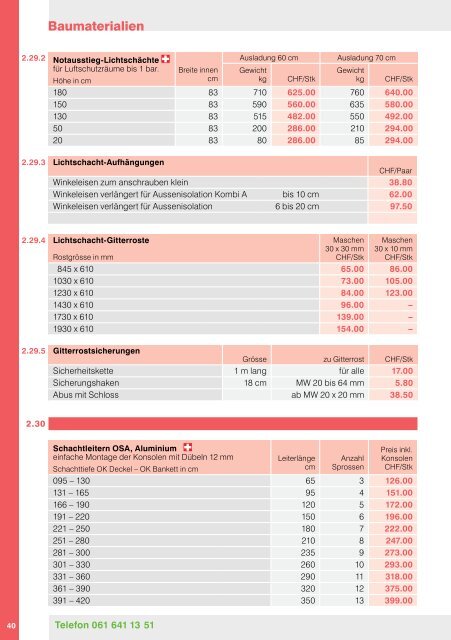 PREISLISTE 2012 - Baumaterial-Riehen