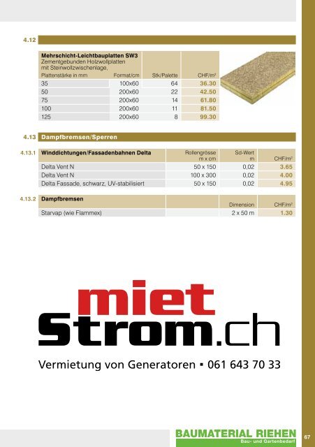 PREISLISTE 2012 - Baumaterial-Riehen