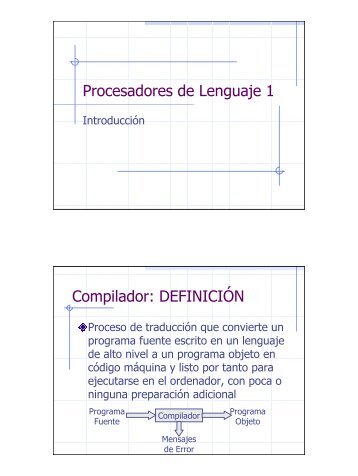 Procesadores de Lenguaje 1 Compilador: DEFINICIÓN