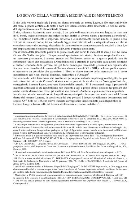 lo scavo della vetreria medievale di monte lecco - Istituto ...