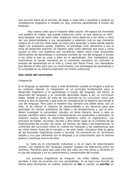 El lenguaje integral: un camino fácil para el desarrollo del lenguaje