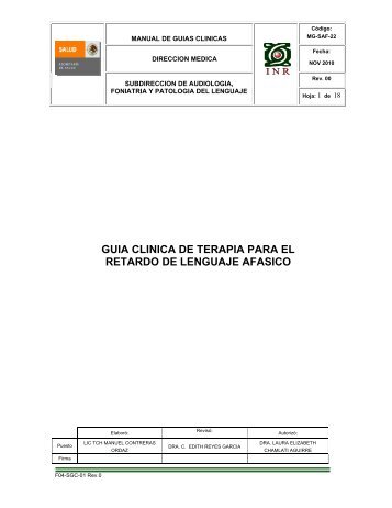 guia clinica de terapia para el retardo de lenguaje afasico