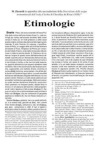 Etimologie (testo del 1838) - La Rassegna d'Ischia