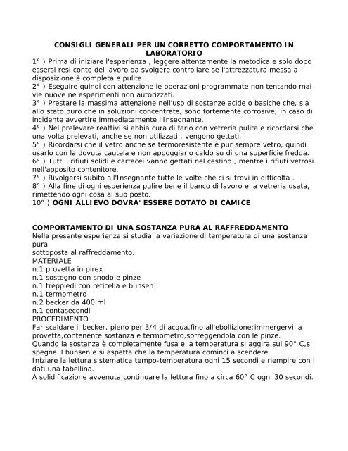 PROCEDURE LAB CHIM.pdf - Liceo Classico Luciano Manara