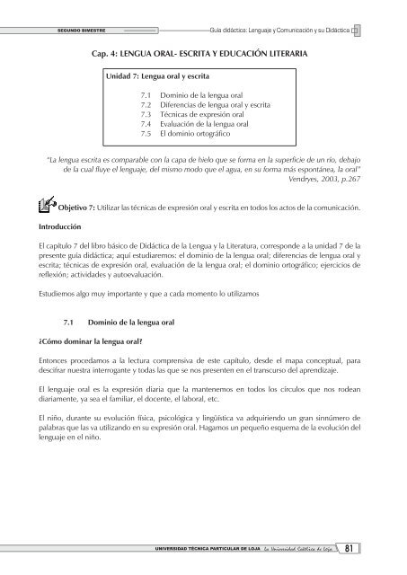 Guía didáctica: Lenguaje y Comunicación y su Didáctica