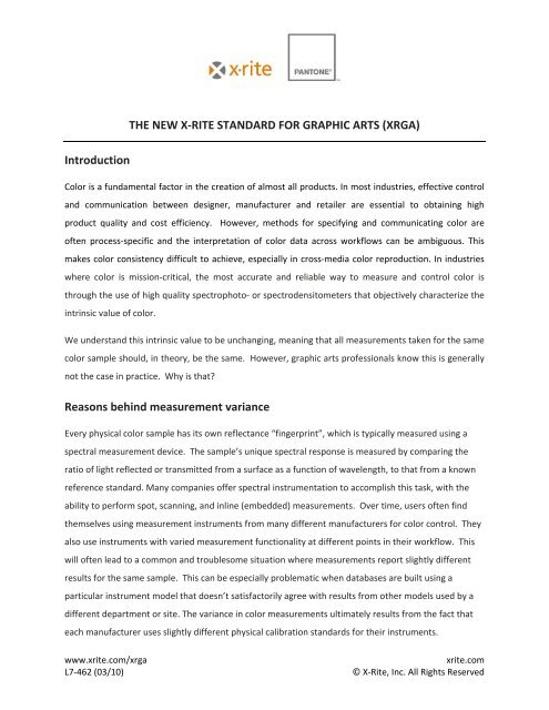THE NEW X-RITE STANDARD FOR GRAPHIC ARTS (XRGA ...