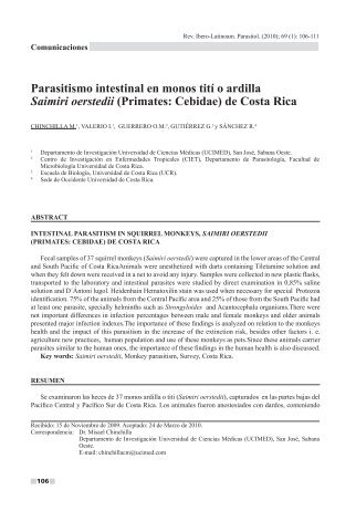 Parasitismo intestinal en monos tití o ardilla Saimiri oerstedii ...