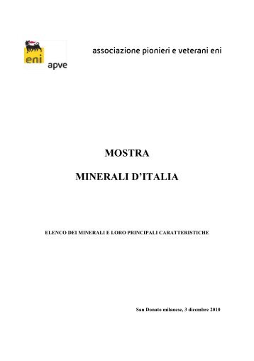 elenco minerali e loro principali caratteristiche - associazione ...