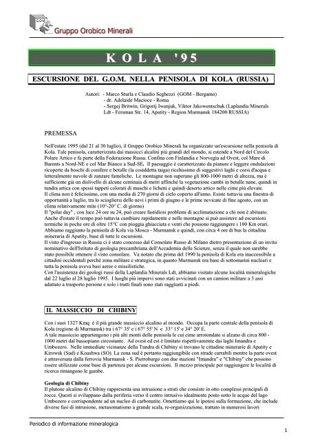 Penisola di Kola 1995 - Gruppo Orobico Minerali