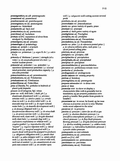 A Partial Glossary of Spanish Geological Terms ... - Pubs Warehouse