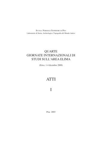 ATTI I - Area Download - Scuola Normale Superiore