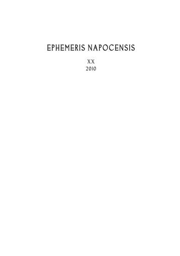 ephemeris napocensis XX_2010 CORECTURA.indd - Institutul de ...